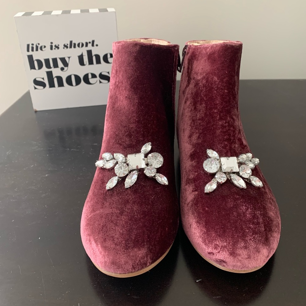 Zara Girls crush velvet jeweled boots - Brand new